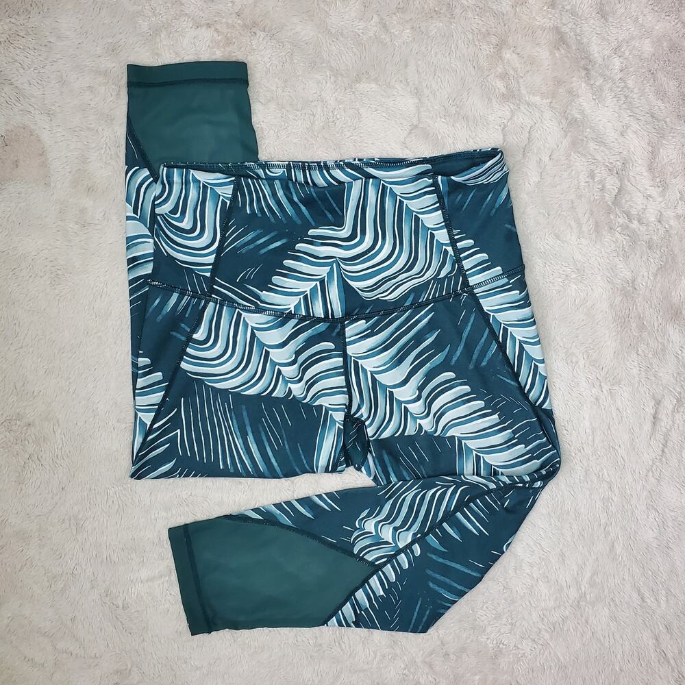 Zella Green Leaf Leggings Medium - Picture 5 of 9